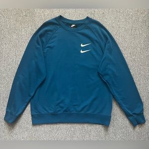 BRAND NEW! NIKE Mens NSW Sportswear Double Swoosh French Terry Crew Teal Size XL